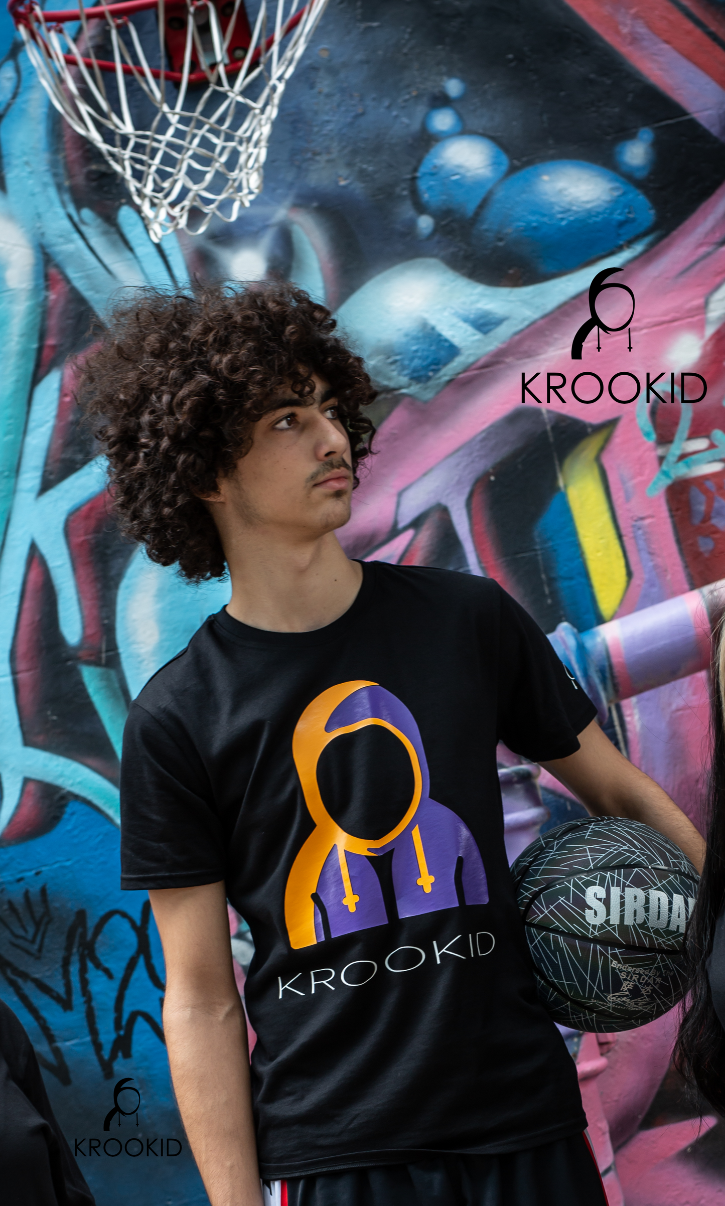 Krookid Signature Tee Dual Stripe Lakers Yellow and Purple - Short sleeve T-shirt