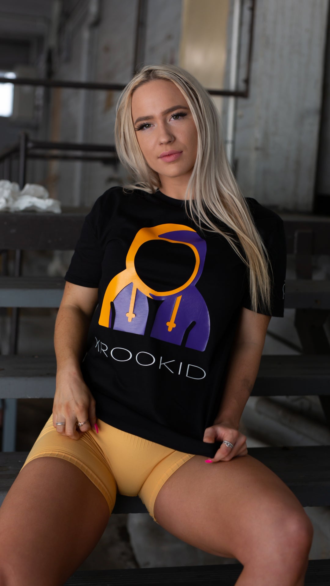 Krookid Signature Tee Dual Stripe Lakers Yellow and Purple - Short sleeve T-shirt