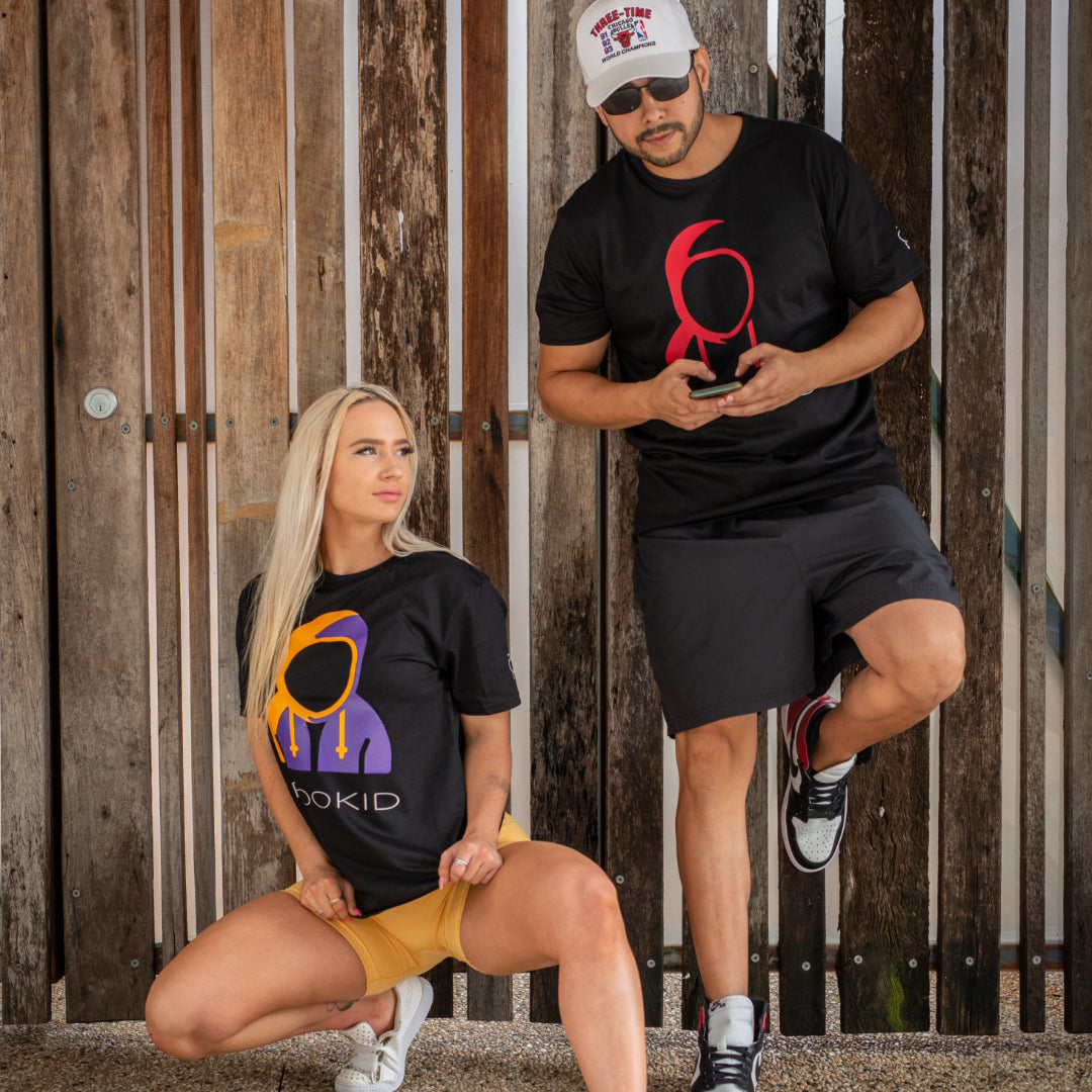 Krookid Signature Tee Dual Stripe Lakers Yellow and Purple - Short sleeve T-shirt