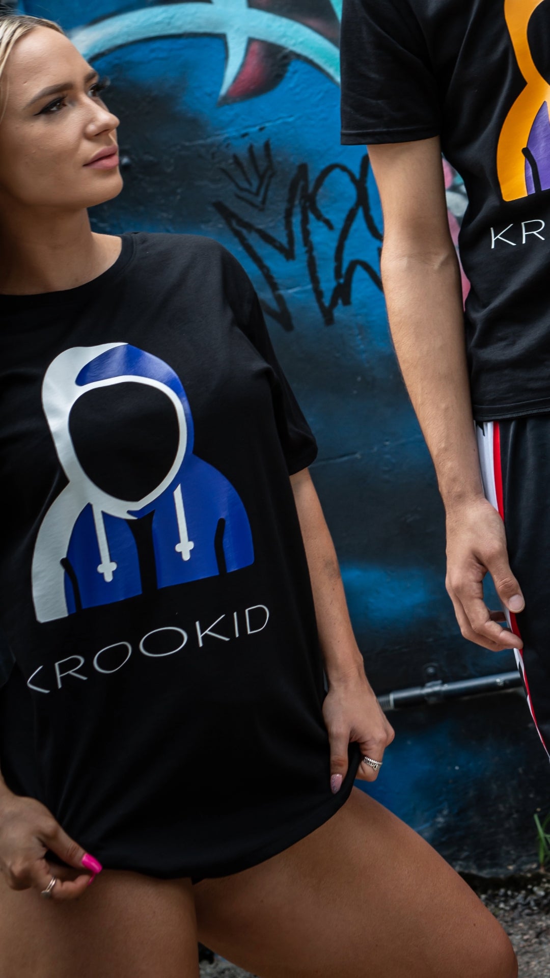 Krookid Signature Tee Dual Stripe Mavericks White and Dark Blue - Short sleeve T-shirt