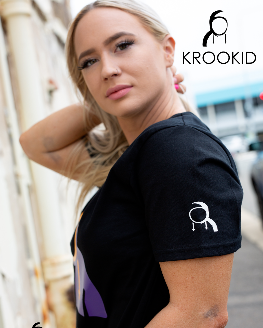 Krookid Signature Tee Dual Stripe Lakers Yellow and Purple - Short sleeve T-shirt