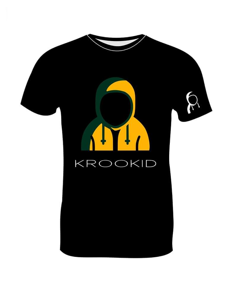 Krookid Signature Tee Dual Stripe Wallaby Khaki Green and Gold - Short sleeve T-shirt